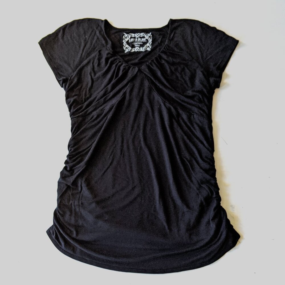 Motherhood Maternity Medium V-Neck Black T-Shirt - Pea in the Pod